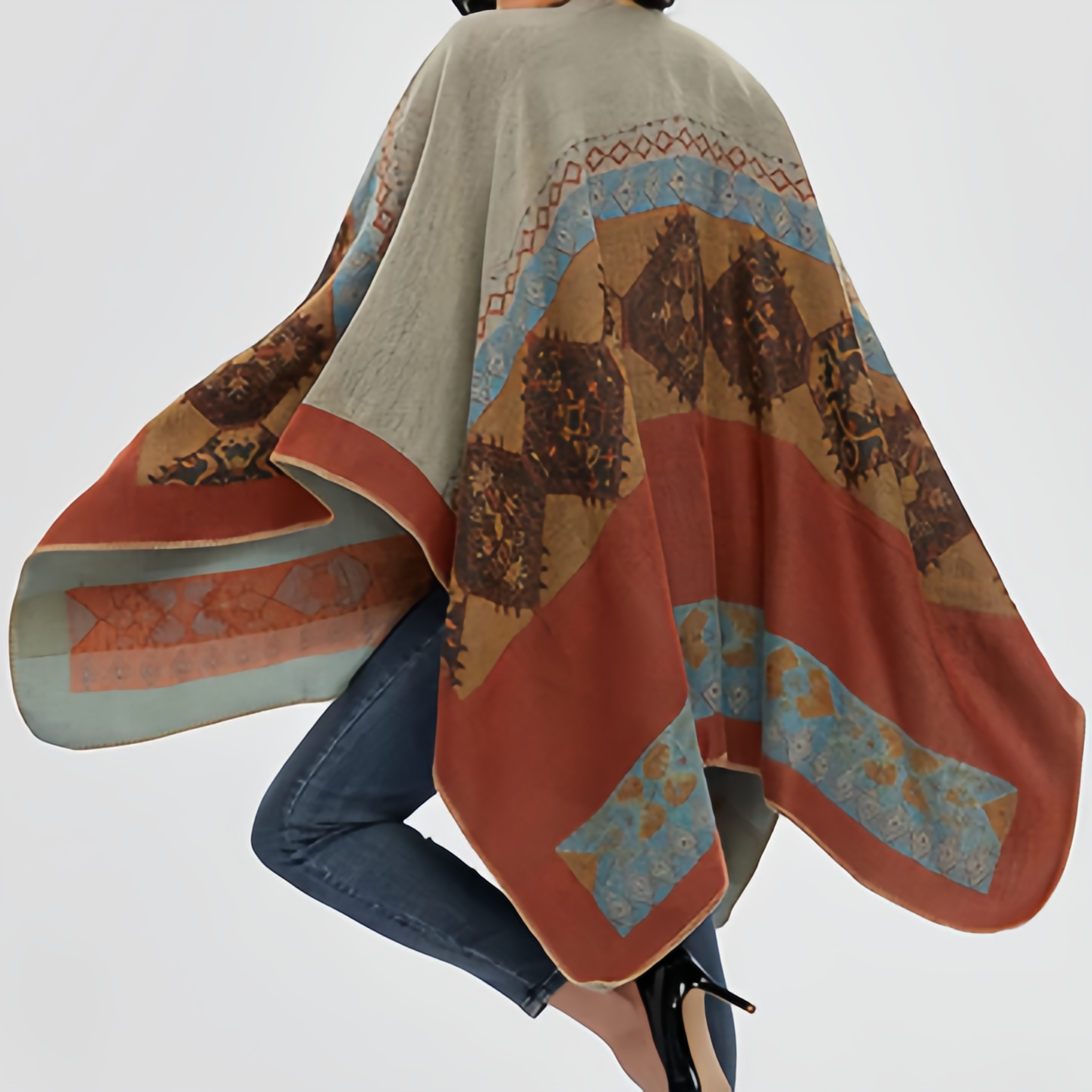 Tibetan Shawl Diamond Pattern Winter Warm Cloak Scarf- EclatDoré