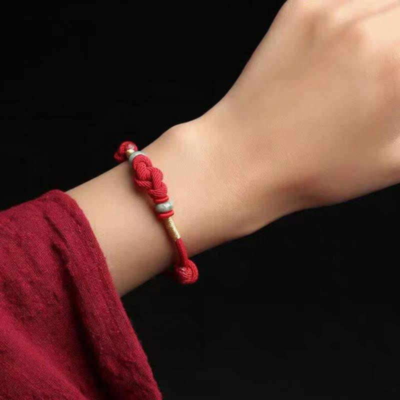 2025 Red String Jade Luck Fortune Knot Braided Couple Bracelet- EclatDoré
