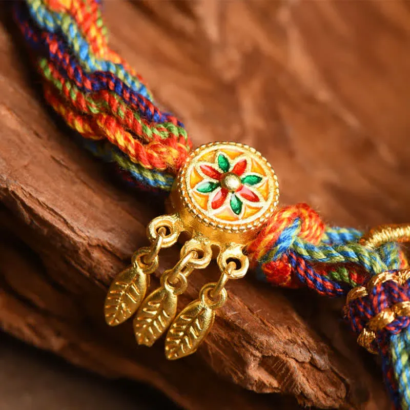 Tibetan Om Mani Padme Hum Dreamcatcher Luck Colorful Reincarnation Knot String Bracelet- EclatDoré