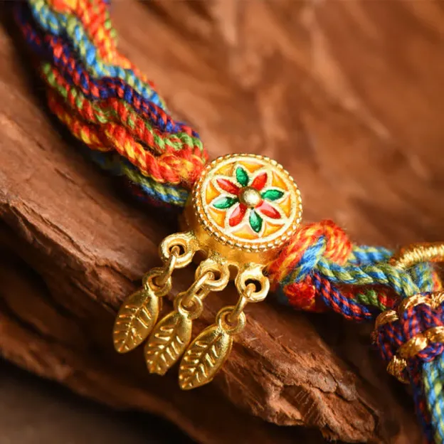 Tibetan Om Mani Padme Hum Dreamcatcher Luck Colorful Reincarnation Knot String Bracelet- EclatDoré