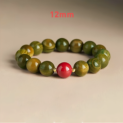 Buddha Stone Natural Green Sandalwood Meditation Agarwood Cinnabar Bracelet