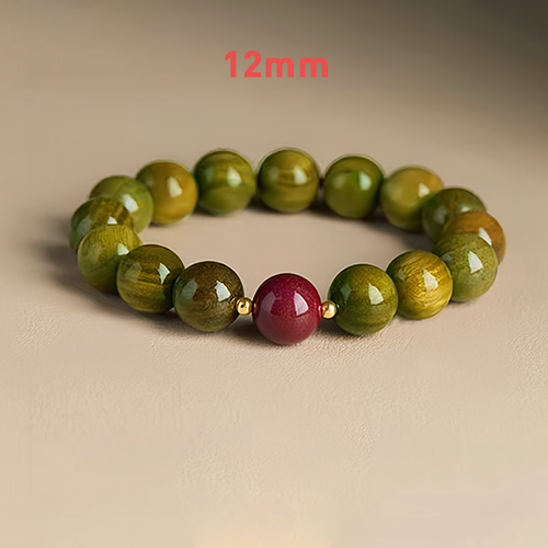 Buddha Stone Natural Green Sandalwood Meditation Agarwood Cinnabar Bracelet