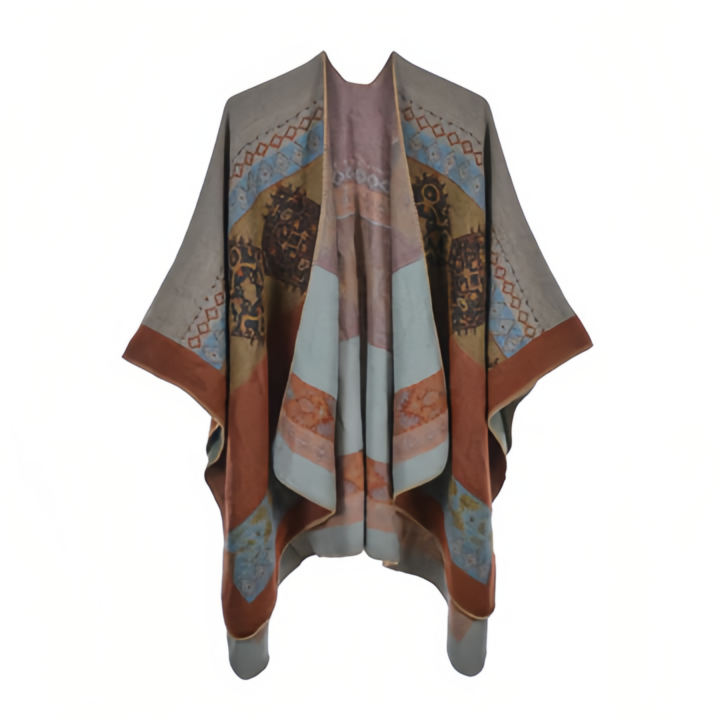 Tibetan Shawl Diamond Pattern Winter Warm Cloak Scarf- EclatDoré