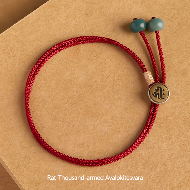 925 Sterling Silver Handmade Chinese Zodiac Natal  Buddha Cyan Bodhi Seed Protection Braided Red String Bracelet- EclatDoré