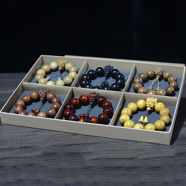 Rosewood Green Sandalwood Small Leaf Red Sandalwood Dragon Carved Protection Bracelet