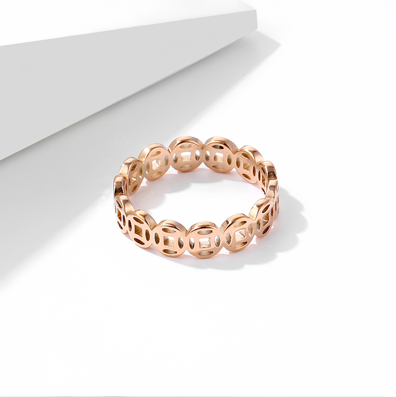 Vintage 18K Gold Plated Lucky Money Coin Ring for  Men & Women - Adjustable Stackable Fortune Attraction Jewelry- EclatDoré