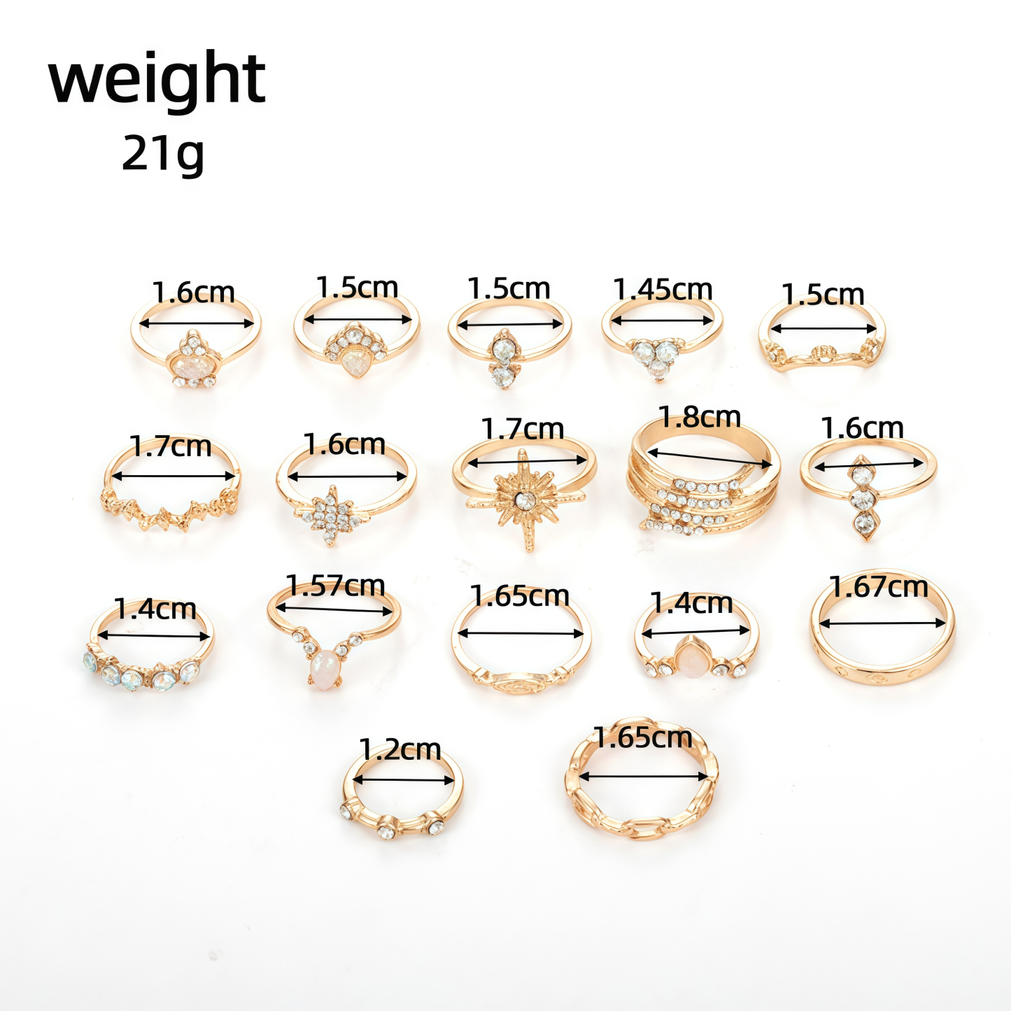 17-piece luxury diamond ring set | 2025 meditation energy jewelry healing design