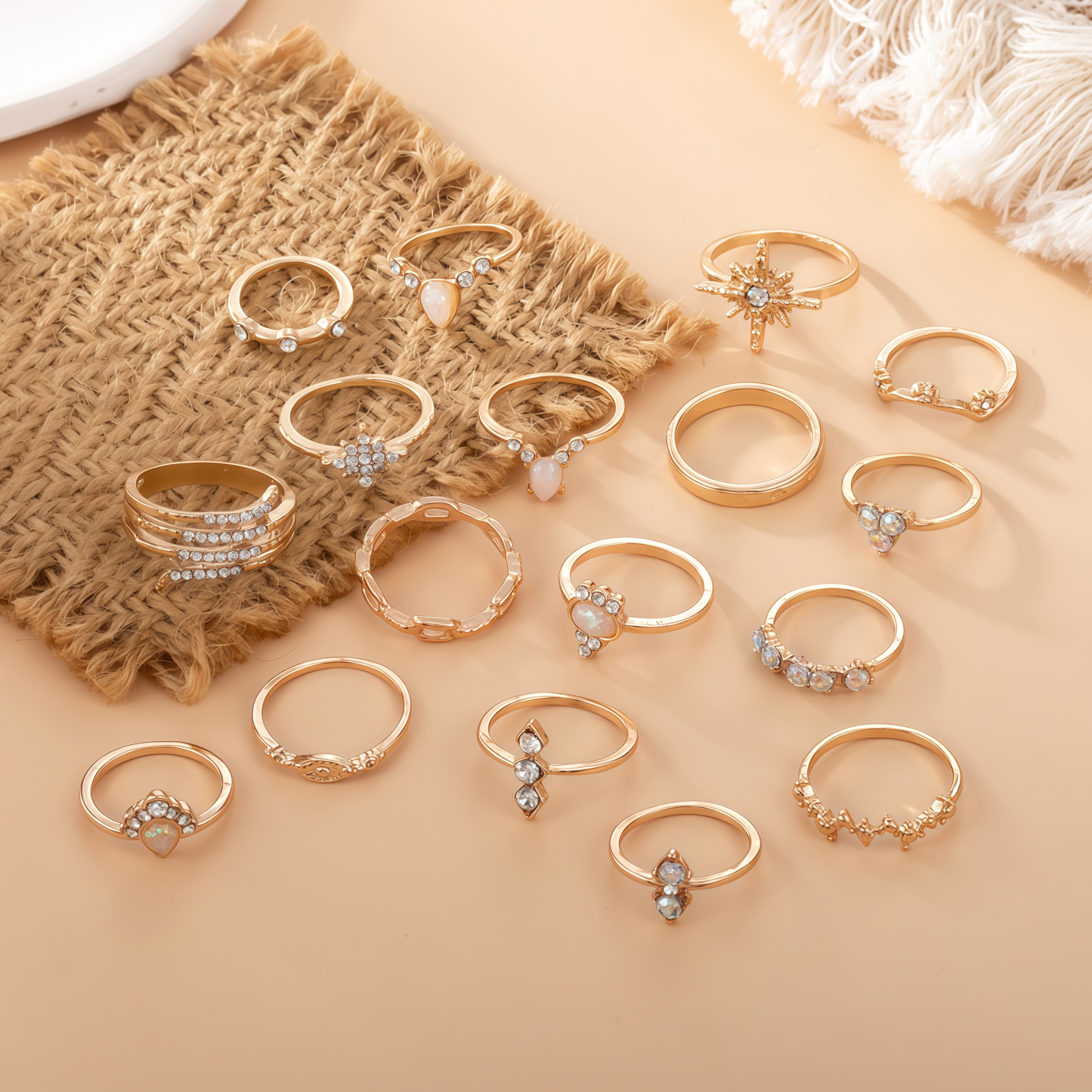 17-piece luxury diamond ring set | 2025 meditation energy jewelry healing design