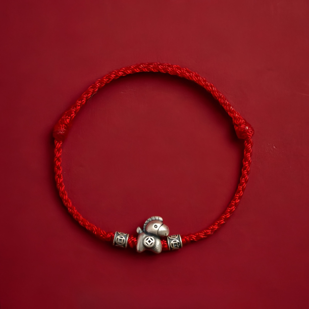Year of the Horse 999 Sterling Silver String Braided Protection Bracelet