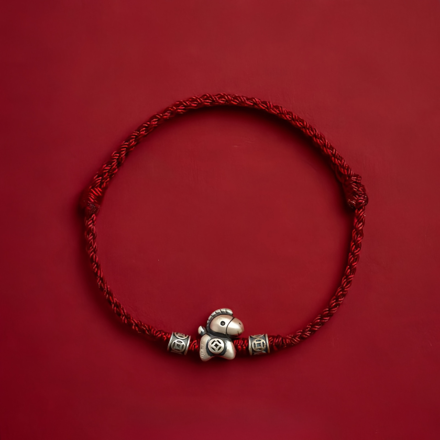 Year of the Horse 999 Sterling Silver String Braided Protection Bracelet