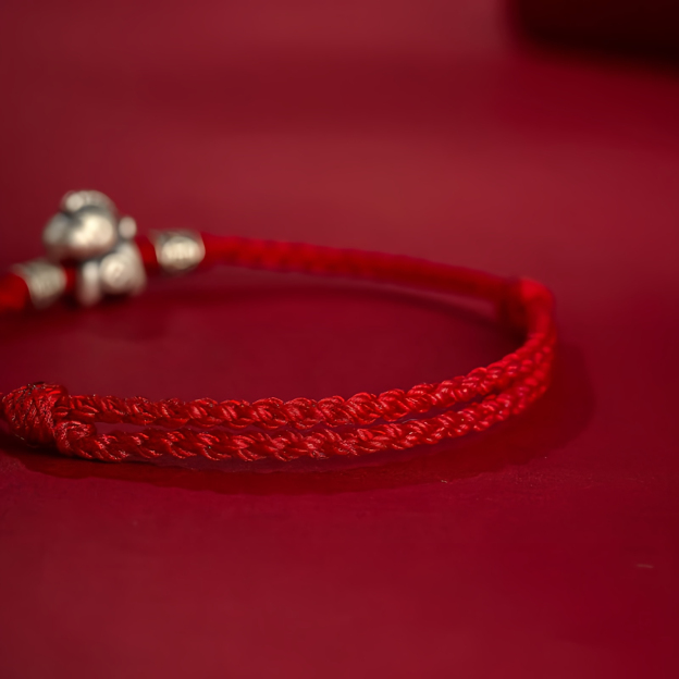 Year of the Horse 999 Sterling Silver String Braided Protection Bracelet