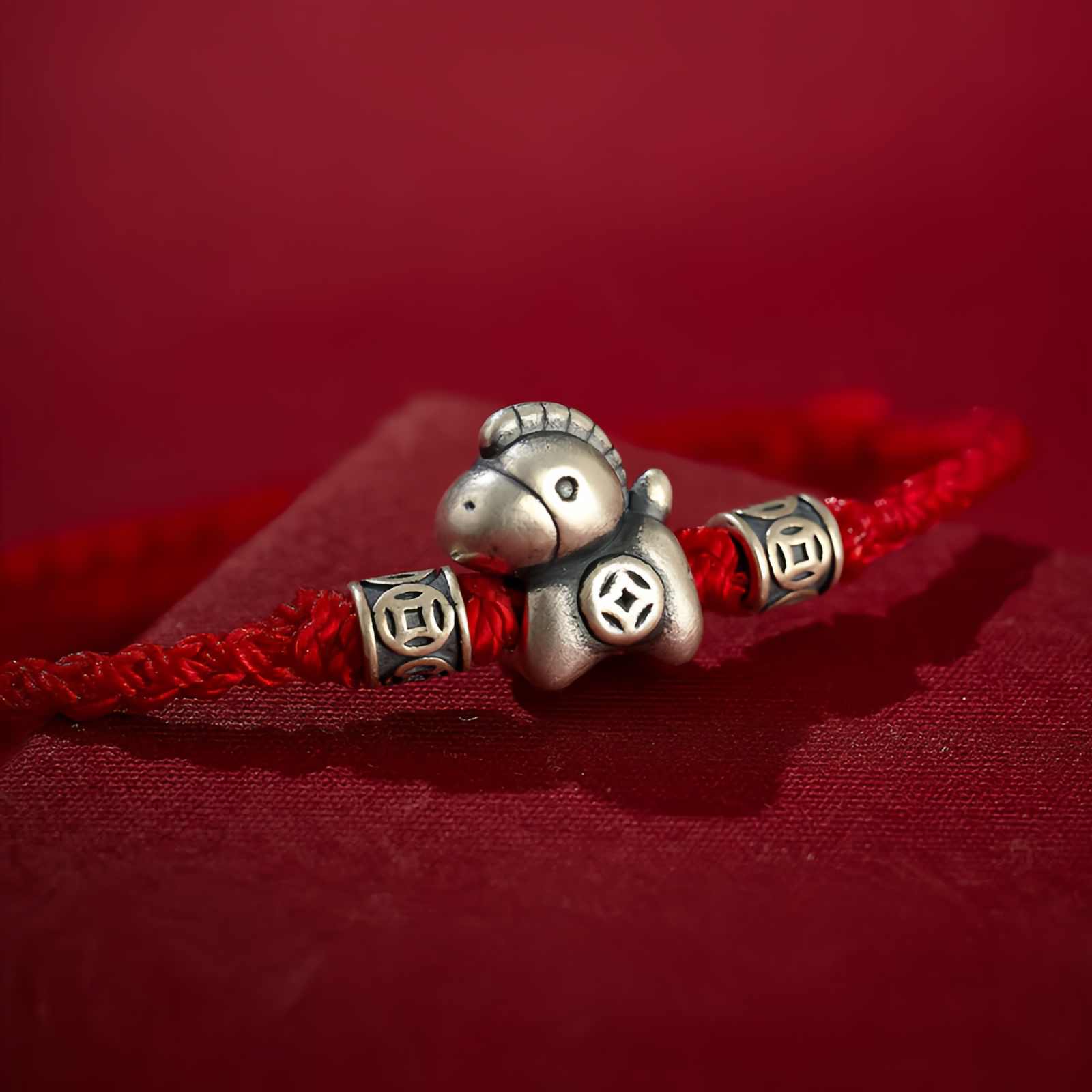 Year of the Horse 999 Sterling Silver String Braided Protection Bracelet