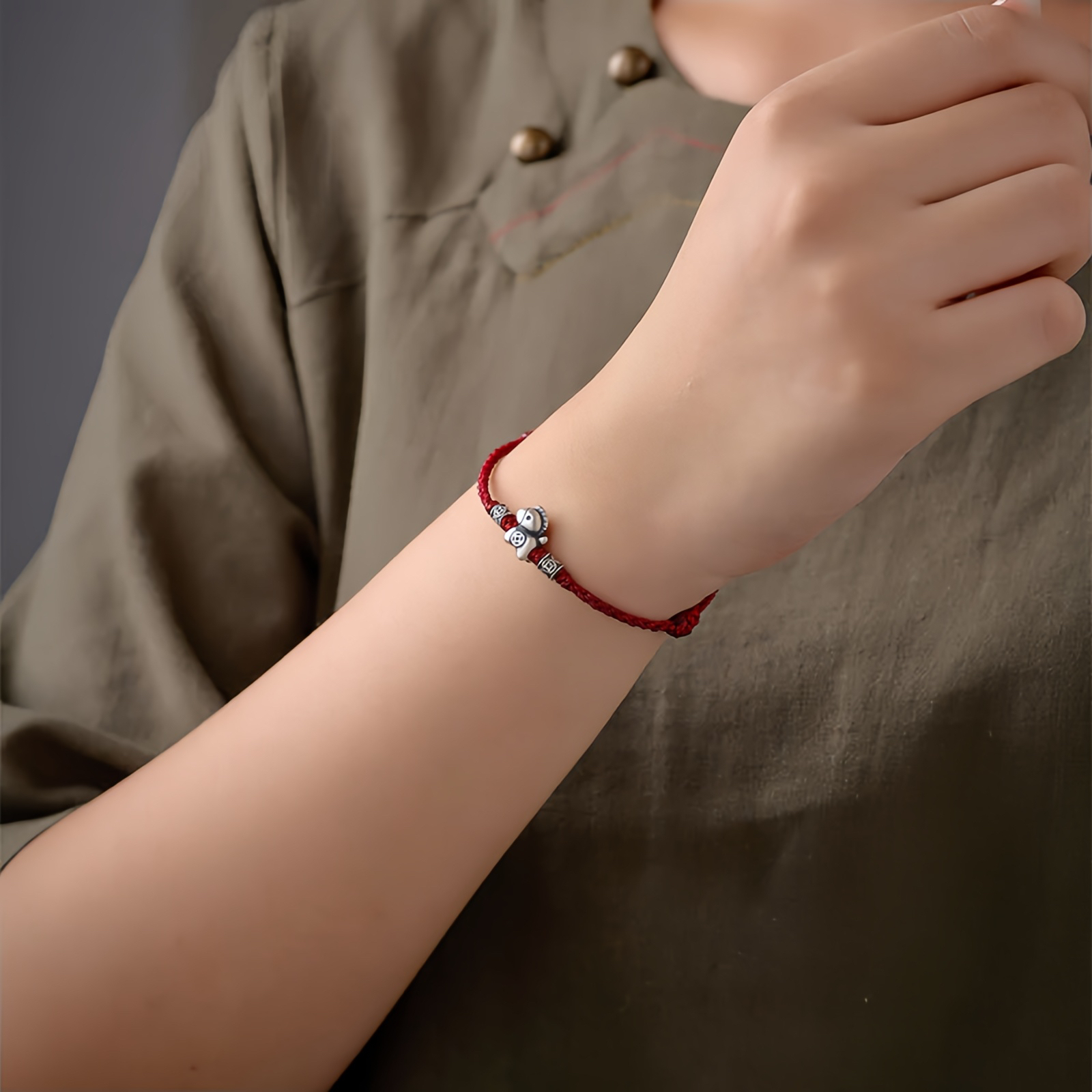 Year of the Horse 999 Sterling Silver String Braided Protection Bracelet