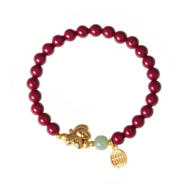 Year Of The Horse Natural Cinnabar Hetian Jade Concentration Bracelet
