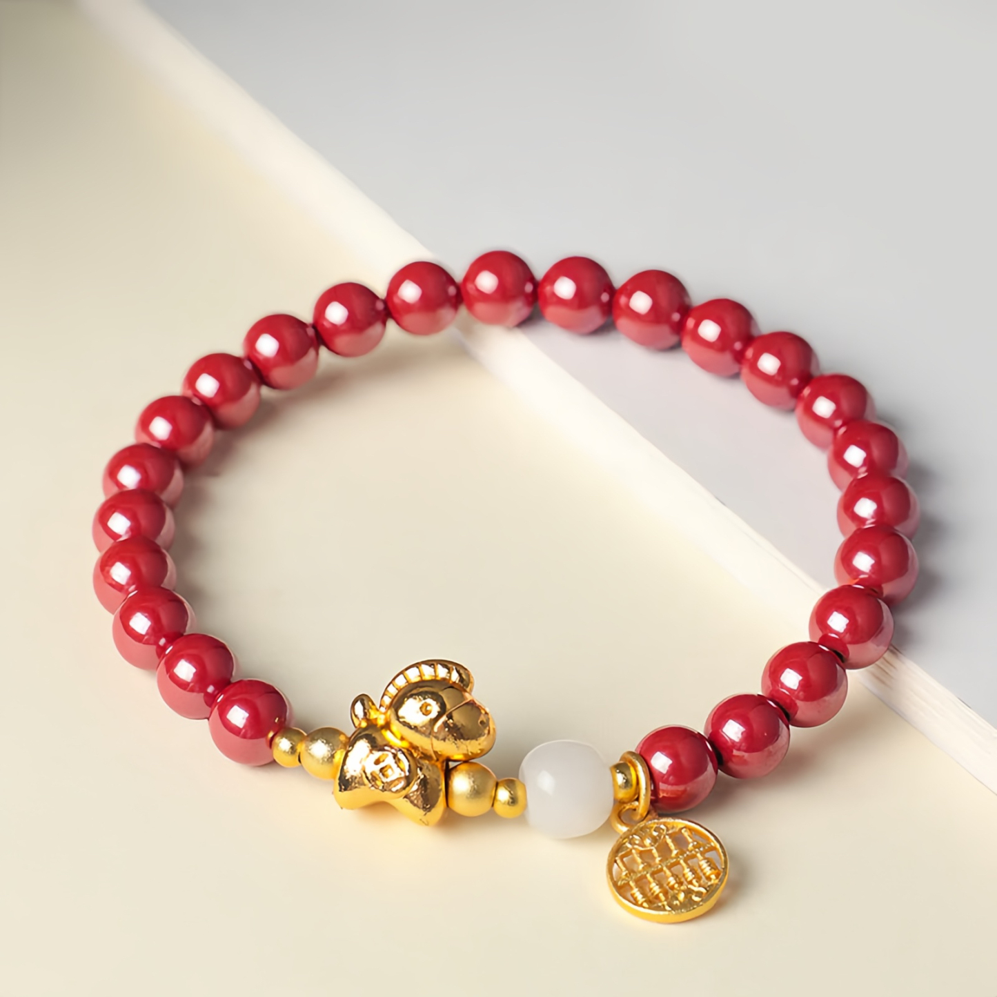 Year Of The Horse Natural Cinnabar Hetian Jade Concentration Bracelet