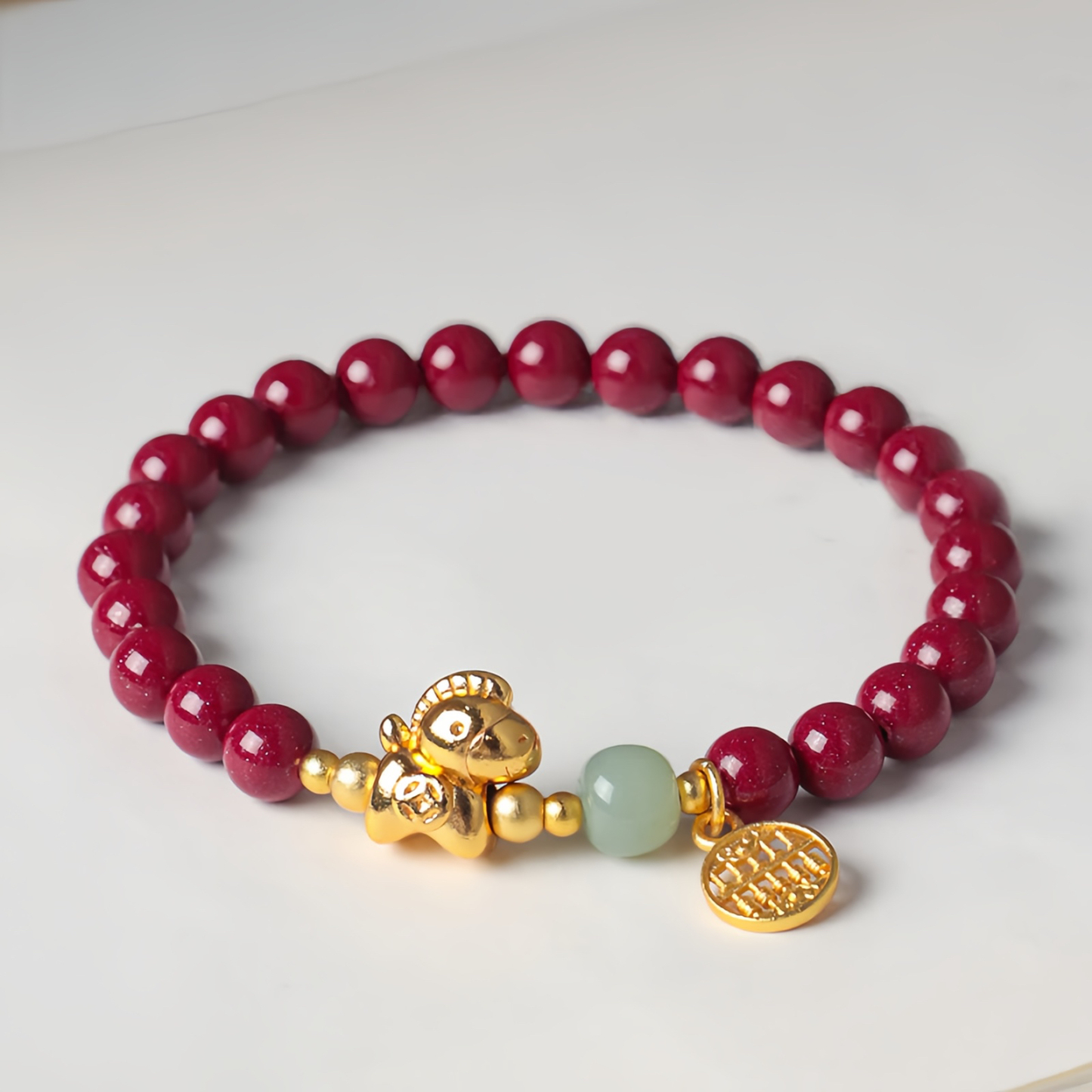 Year Of The Horse Natural Cinnabar Hetian Jade Concentration Bracelet
