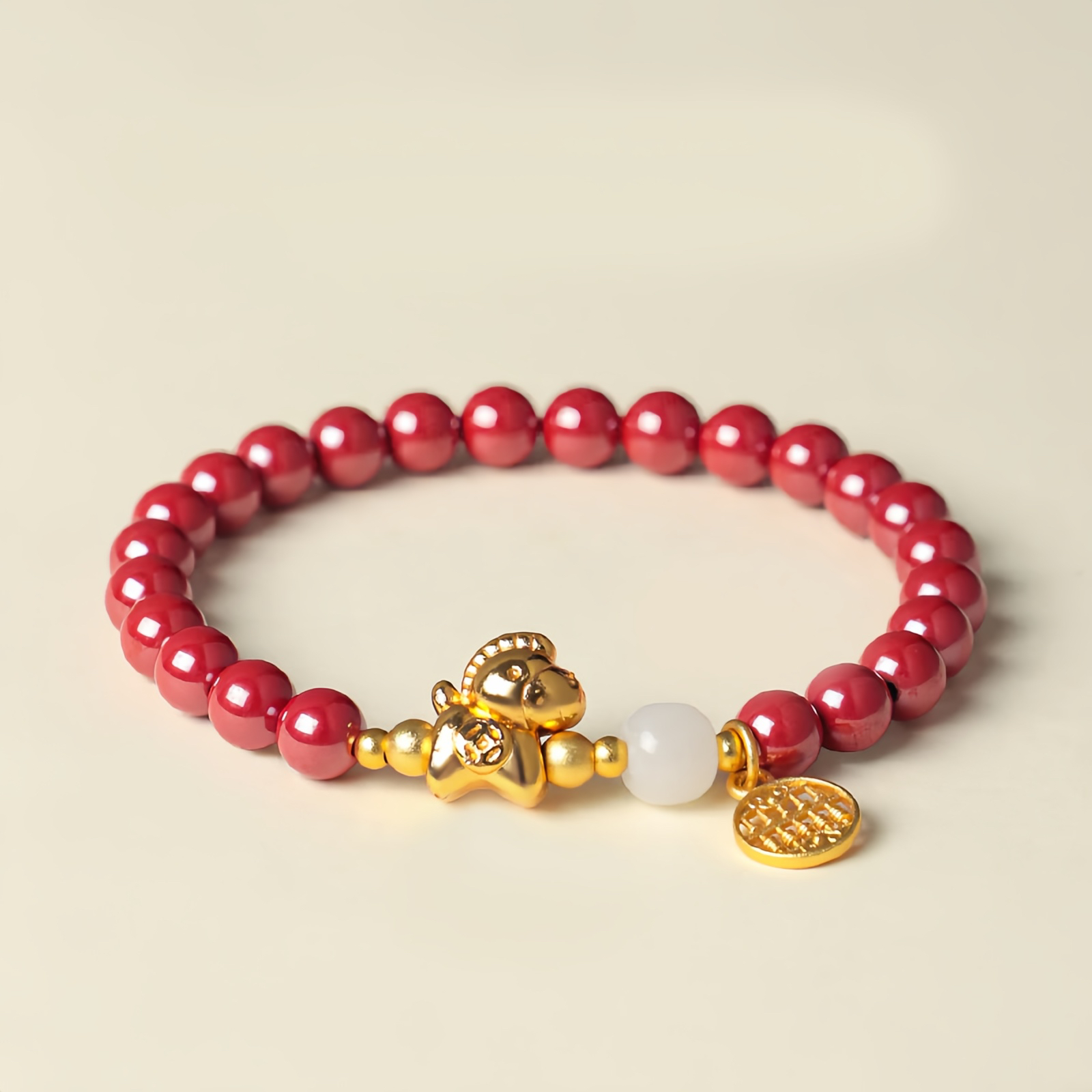 Year Of The Horse Natural Cinnabar Hetian Jade Concentration Bracelet