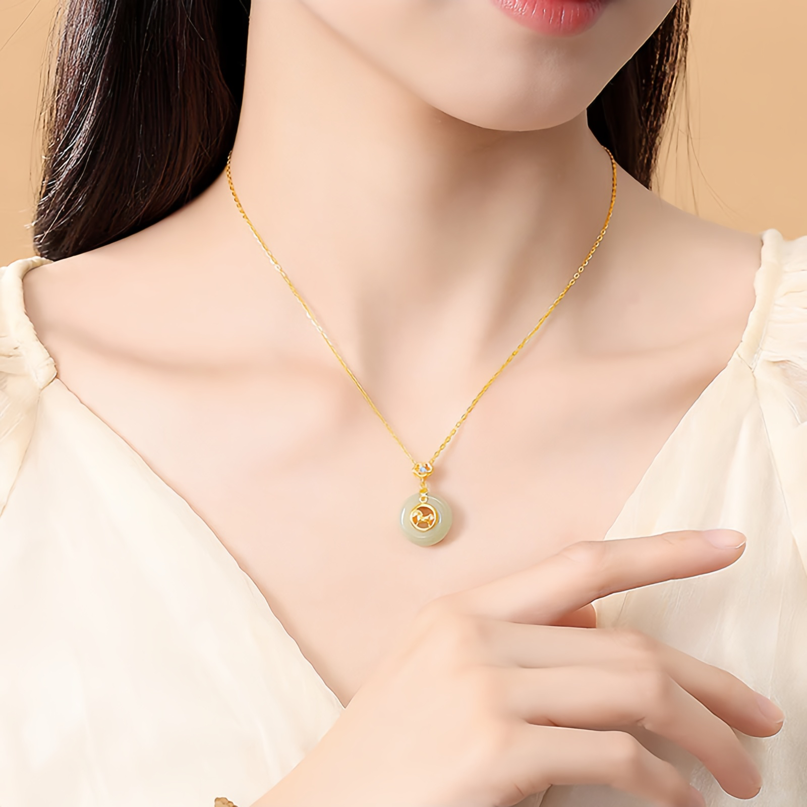 925 Sterling Silver Hetian Jade Peace Buckle Year Of The Horse Red String Bracelet