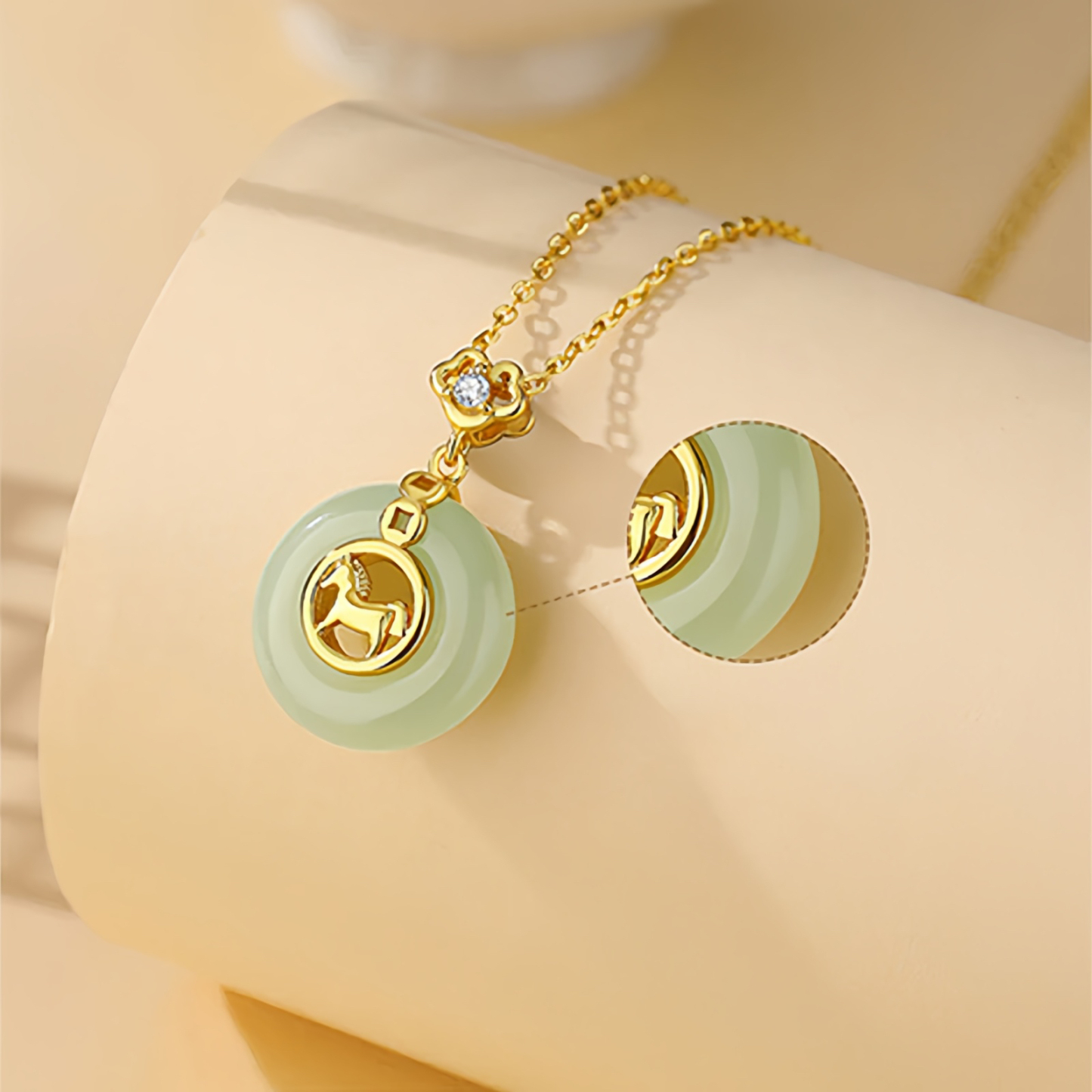 925 Sterling Silver Hetian Jade Peace Buckle Year Of The Horse Red String Bracelet