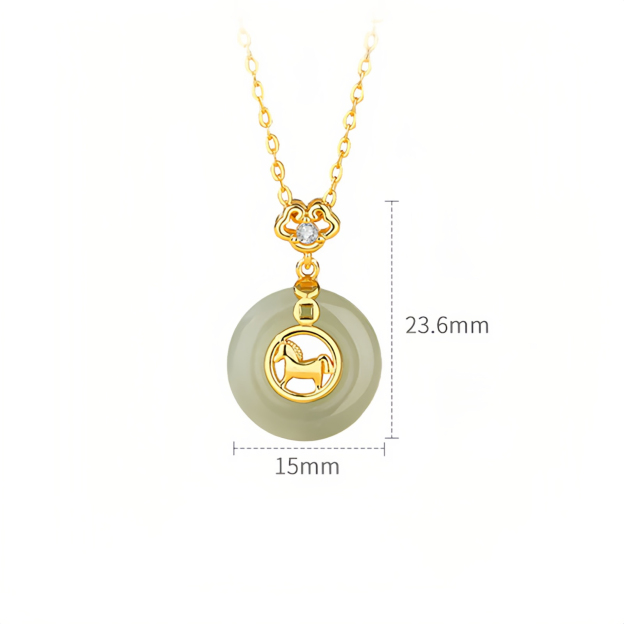 925 Sterling Silver Hetian Jade Peace Buckle Year Of The Horse Red String Bracelet