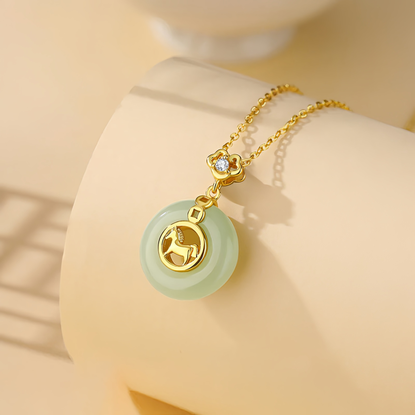 925 Sterling Silver Hetian Jade Peace Buckle Year Of The Horse Red String Bracelet