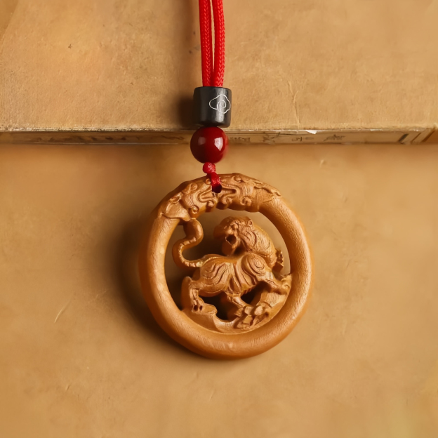 Natural Peach Wood Zodiac Pendant Exquisite Wood Carving Ornament Personalized Home Decoration Pendant Gift for Men and Women Wholesale