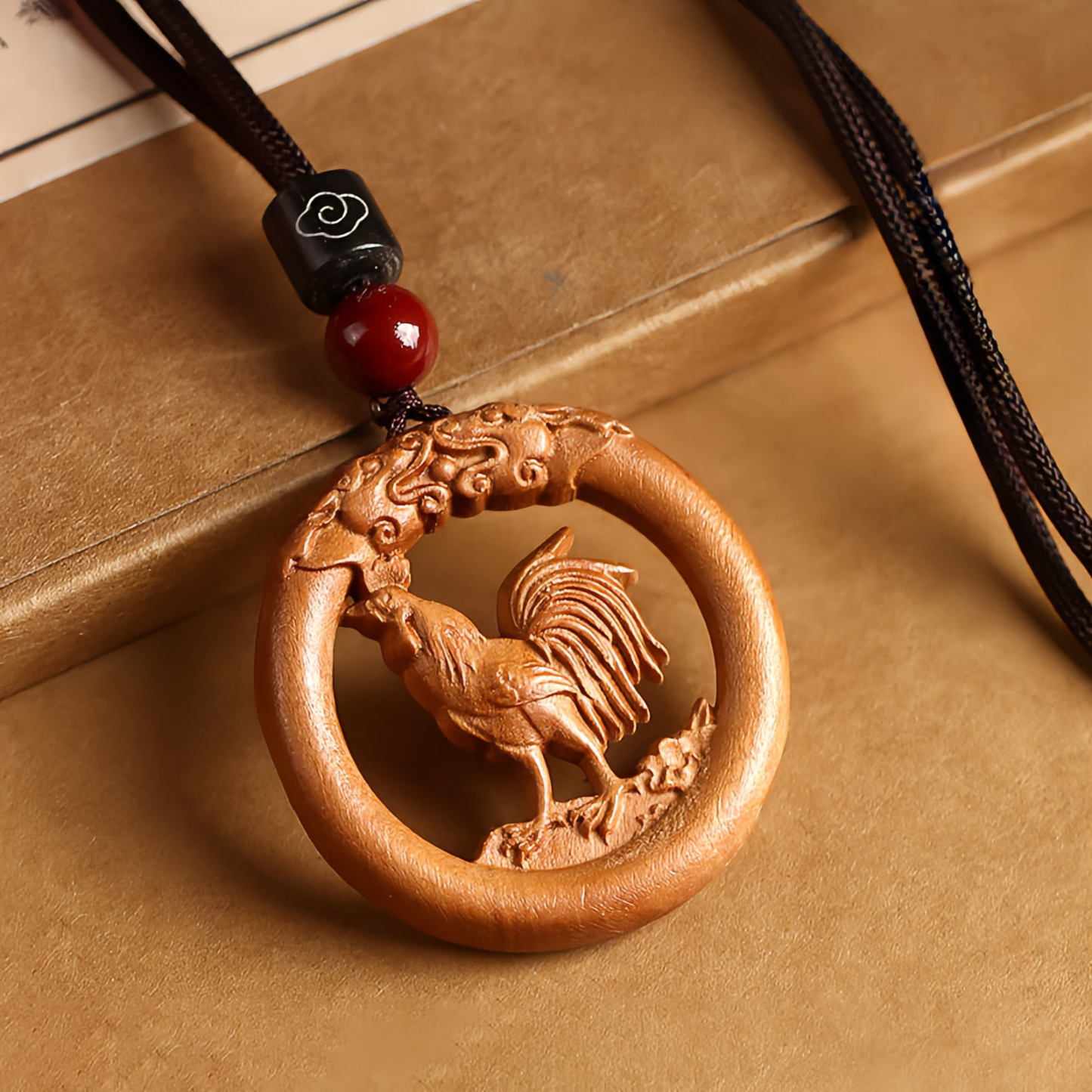 Natural Peach Wood Zodiac Pendant Exquisite Wood Carving Ornament Personalized Home Decoration Pendant Gift for Men and Women Wholesale