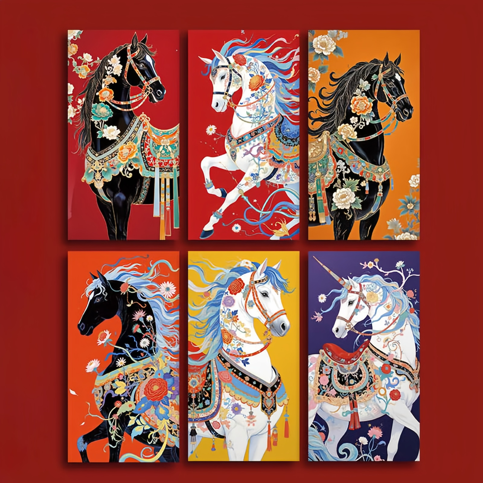 6pcs Colorful Chinese Red Envelope Year Of The Horse 2026 New Year