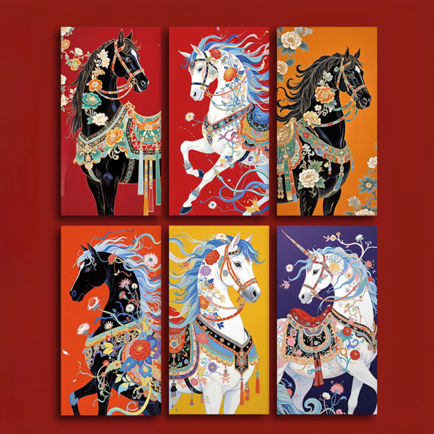 6pcs Colorful Chinese Red Envelope Year Of The Horse 2026 New Year