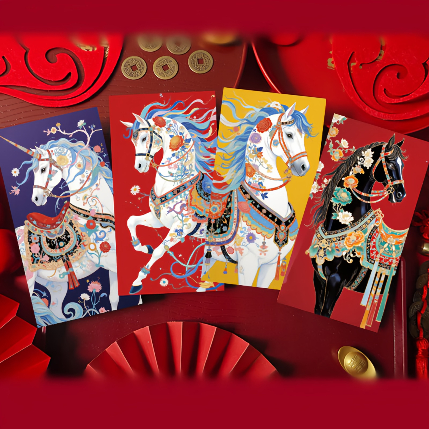 6pcs Colorful Chinese Red Envelope Year Of The Horse 2026 New Year