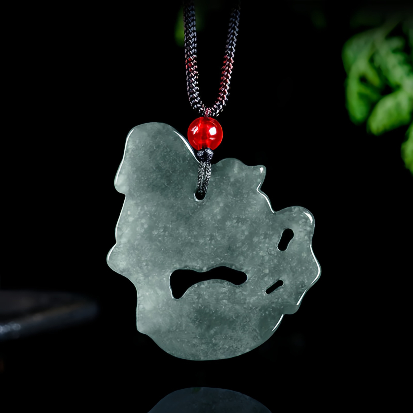 Year of the Horse Jade Ingot Luck Prosperity Rope Necklace Pendant