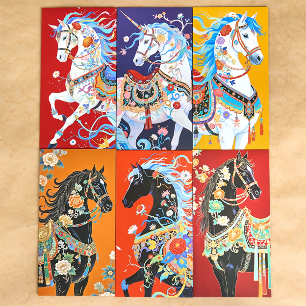 6pcs Colorful Chinese Red Envelope Year Of The Horse 2026 New Year