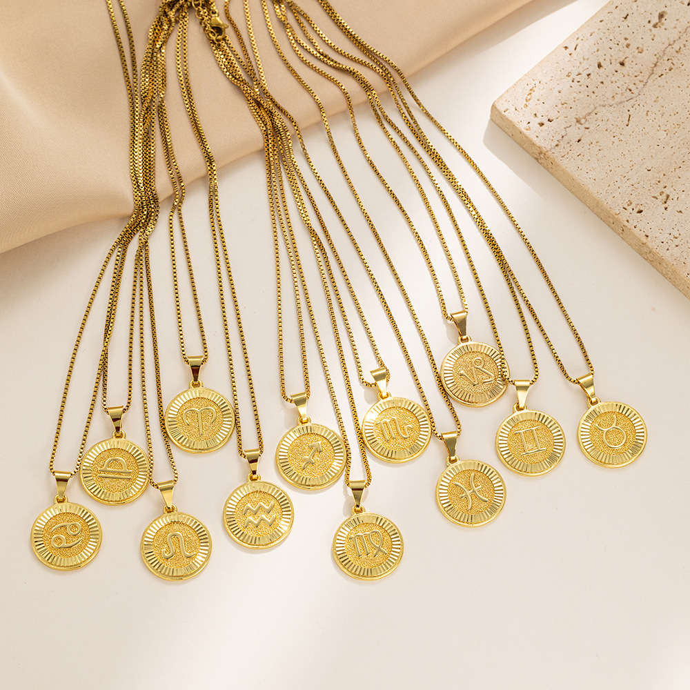 Titanium Steel Zodiac Constellation Letter Energy Protection Necklace