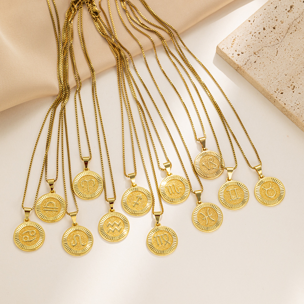 Titanium Steel Zodiac Constellation Letter Energy Protection Necklace