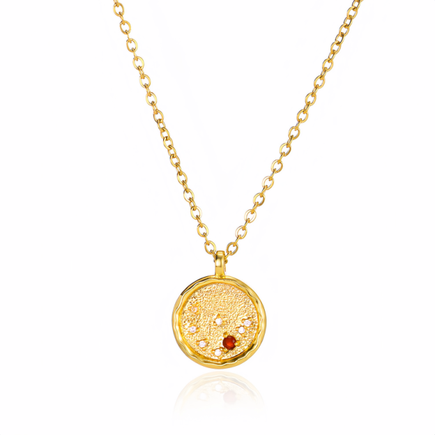 14K Gold Plated Zodiac Star Map Pendant Necklace for All Zodiac Signs – Love Jewelry Gift for Couples- EclatDoré