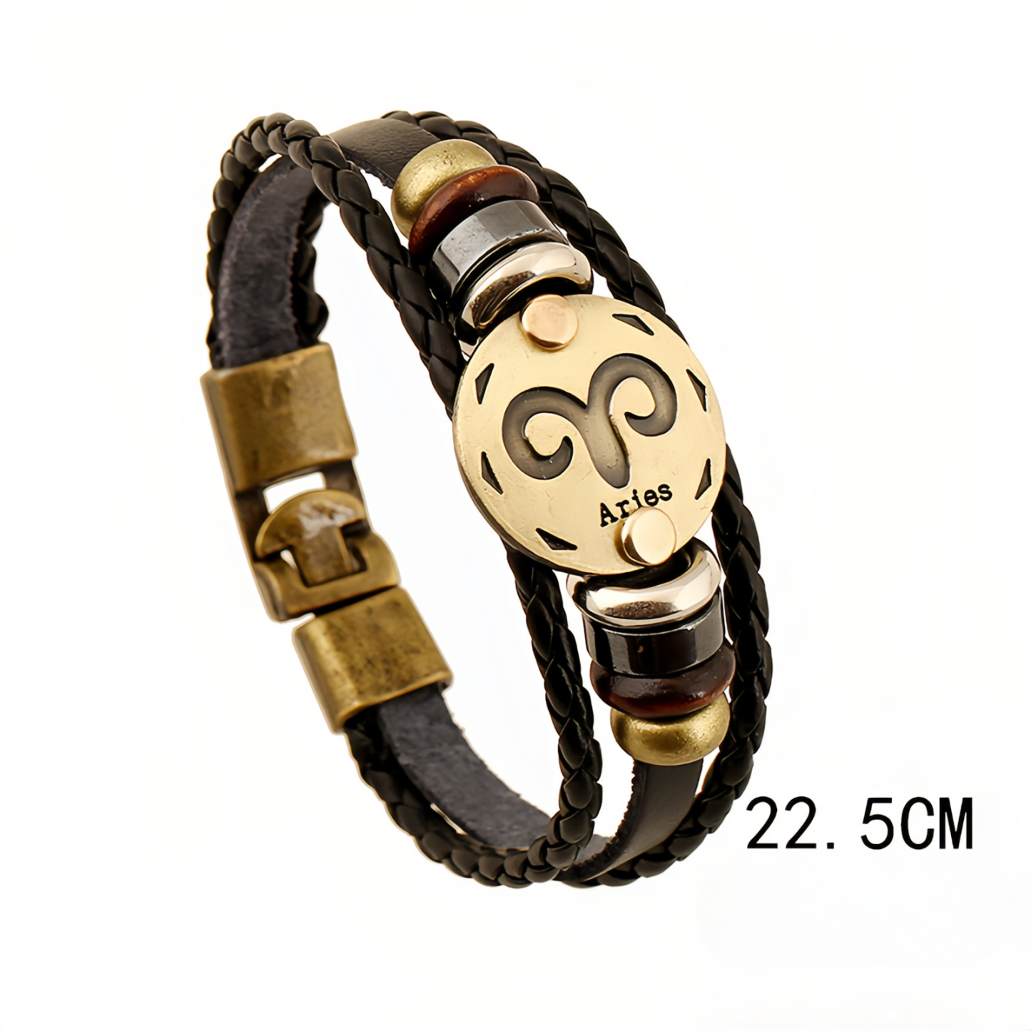 12 Zodiac Signs Handmade Leather Couple Bracelet with Hematite Totem Stone - Mystical Love Jewelry for 2025- EclatDoré