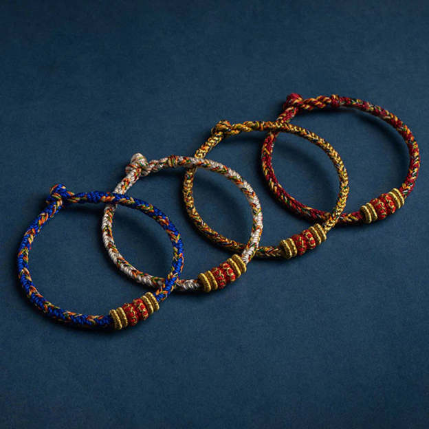 Handmade Chinese Zodiac Natal Buddha Luck Strength Braided String Bracelet -  2025's Top Trend- EclatDoré