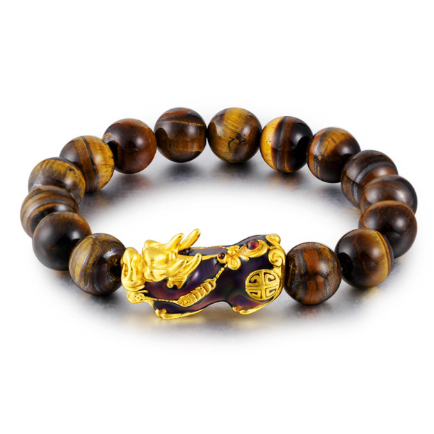 Tibetan Handcrafted Tiger Eye Feng Shui Bracelet- EclatDoré