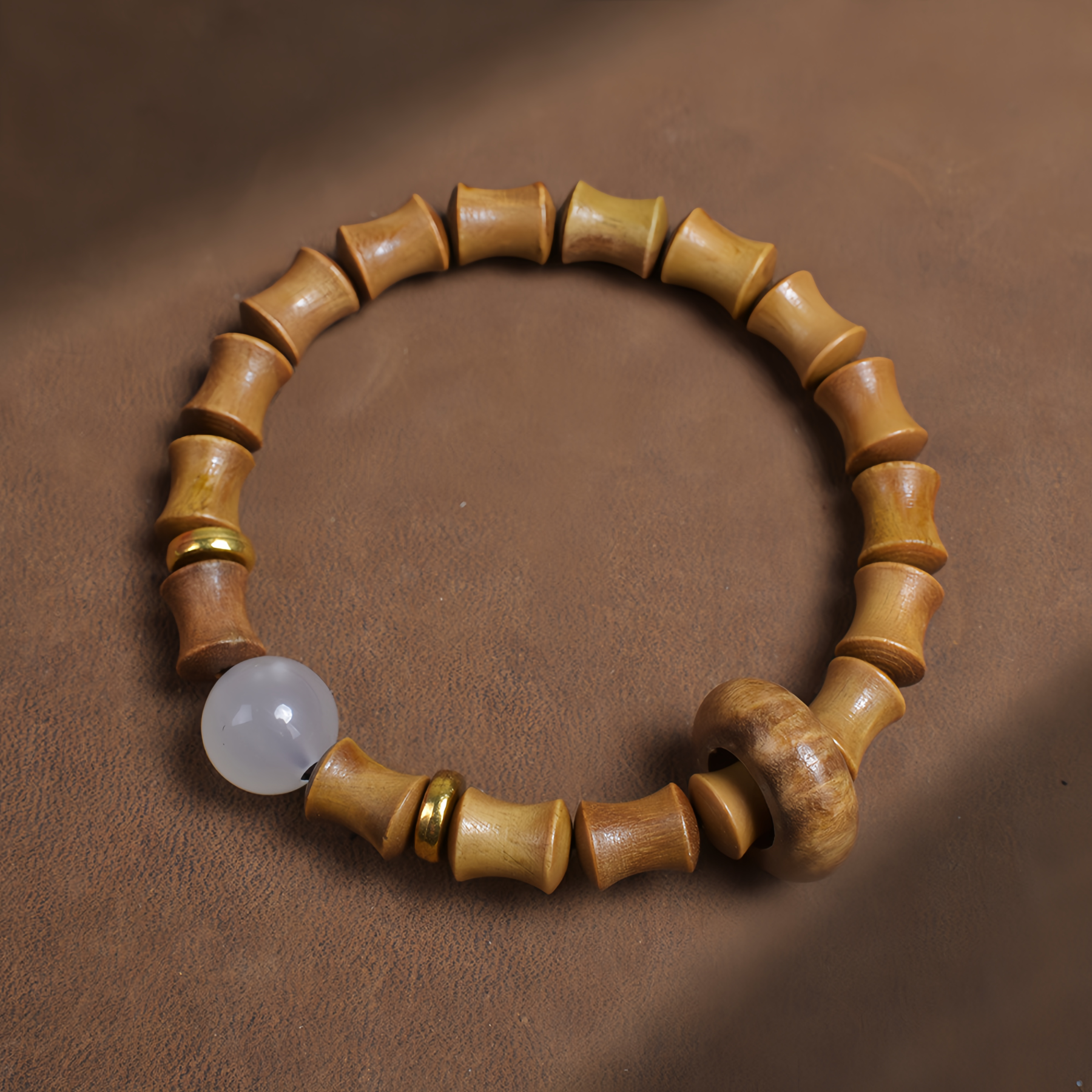 Buddha Beads Sandalwood Bamboo Node & Climbing Higher Design  Bracelet- EclatDoré