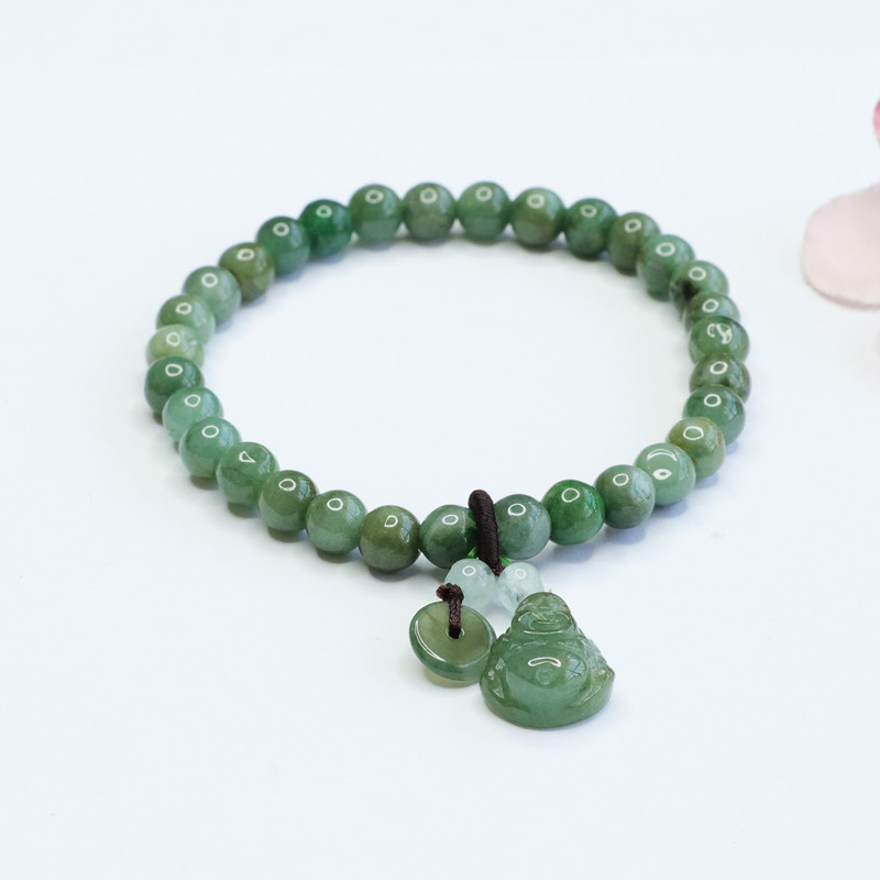 Laughing Buddha Cyan Jade Healing Bracelet- EclatDoré