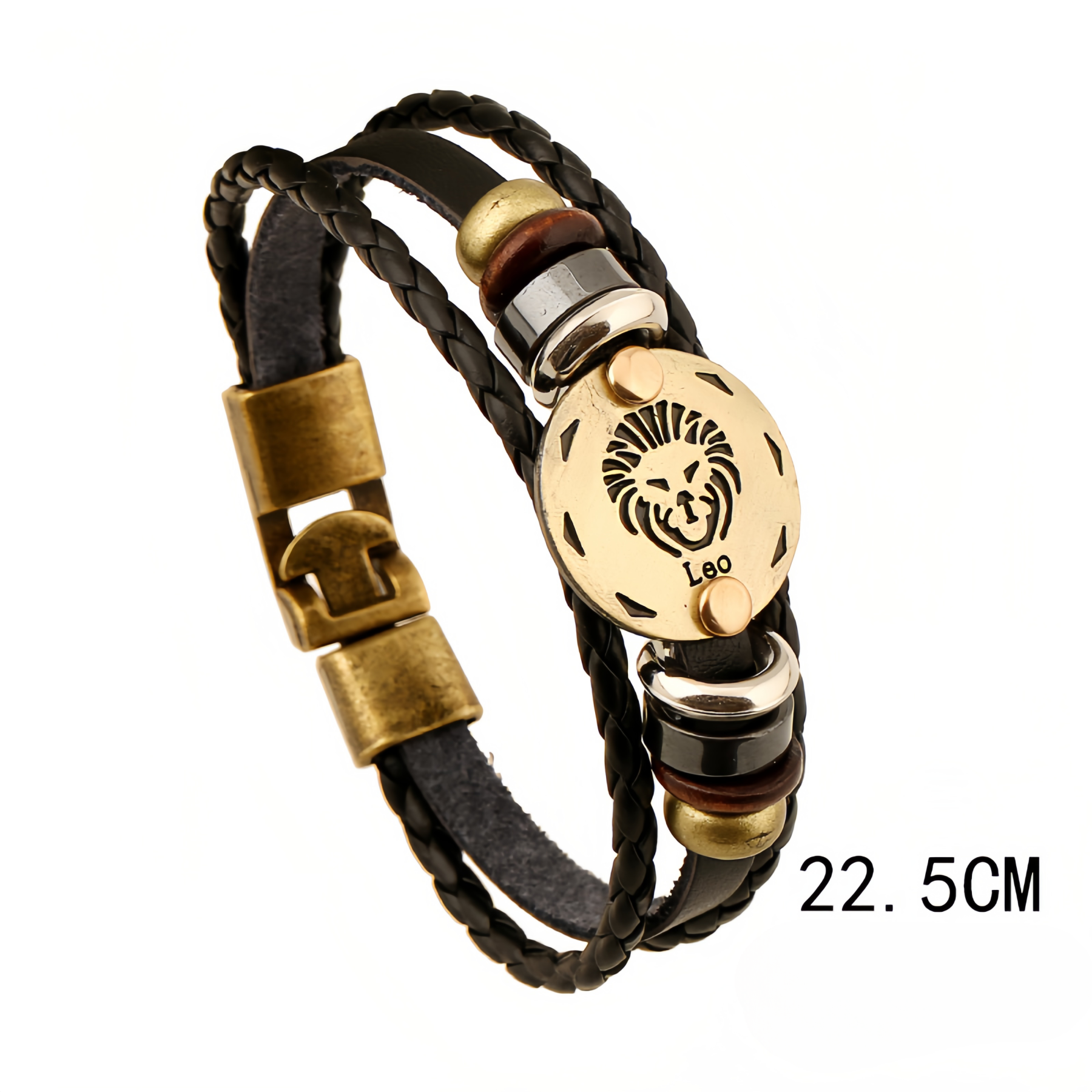 12 Zodiac Signs Handmade Leather Couple Bracelet with Hematite Totem Stone - Mystical Love Jewelry for 2025- EclatDoré
