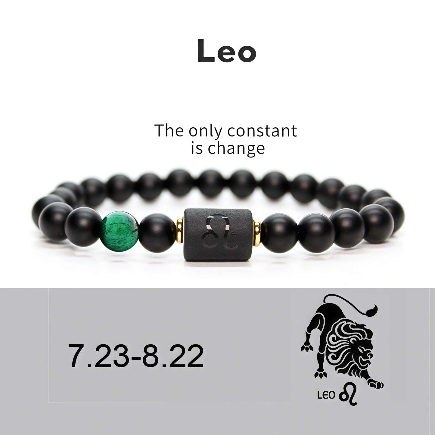 Spiritual Protection 12 Zodiac Signs Black Onyx Guardian Stone Adjustable Stretch Bracelet- EclatDoré