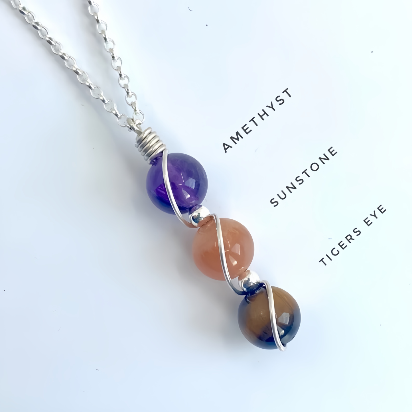 925 Sterling Silver Zodiac Natural Crystal Healing Pendant Necklace with Handwoven Design- EclatDoré