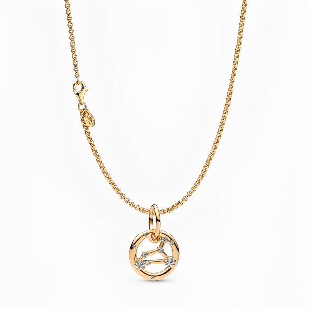 14K Gold-Plated Birthstone Constellations Zirconia Guardian Lucky Pendant Necklace- EclatDoré