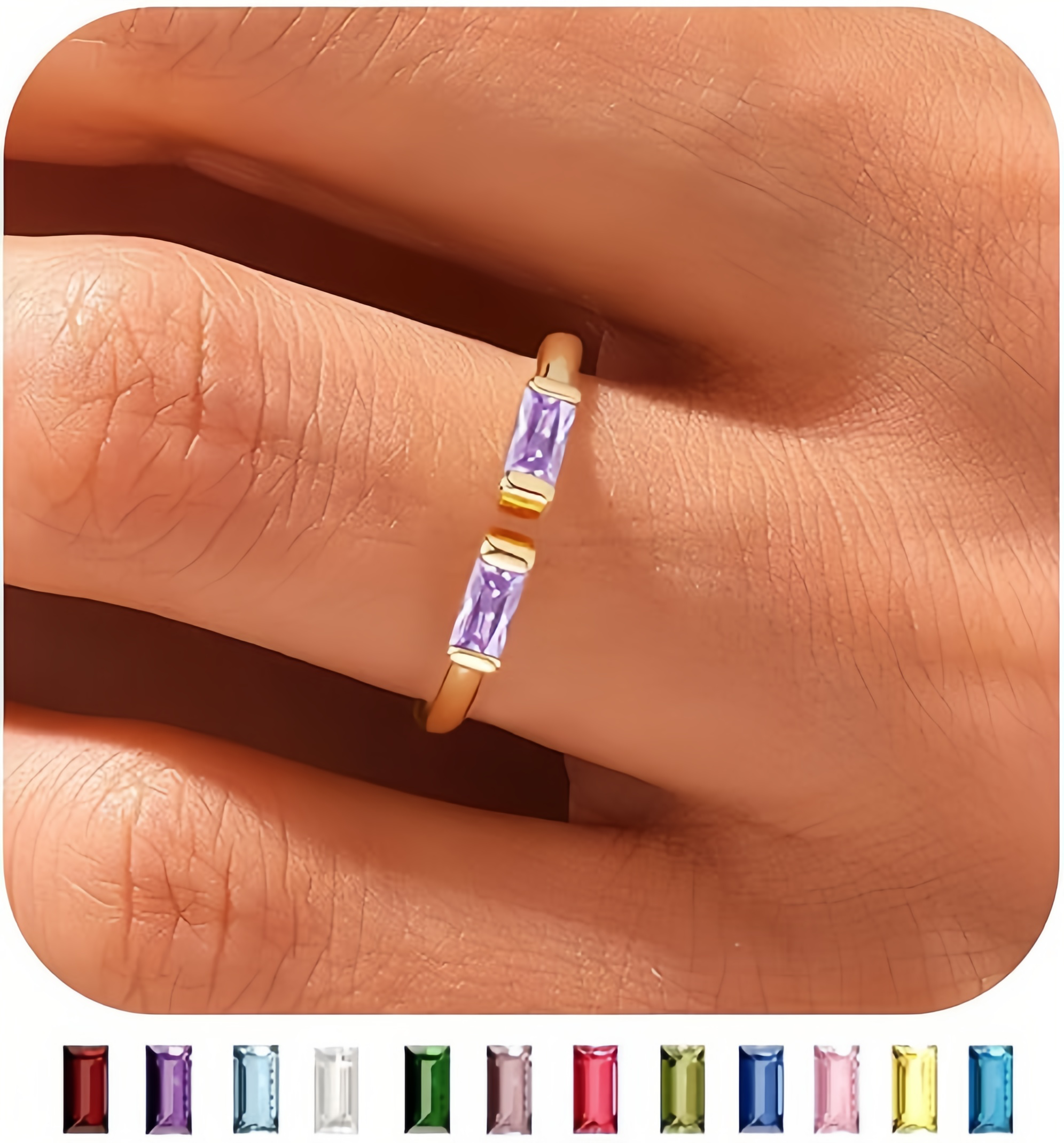 Birthstone Ring by ｜Best Friend Gift ｜ Anniversary Gift ｜ Adjustable Personalized Gemstone Ring- EclatDoré