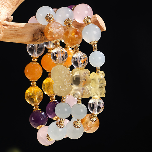  Citrine Nine-Tailed Fox & Pixiu Multi-Gemstone Bracele