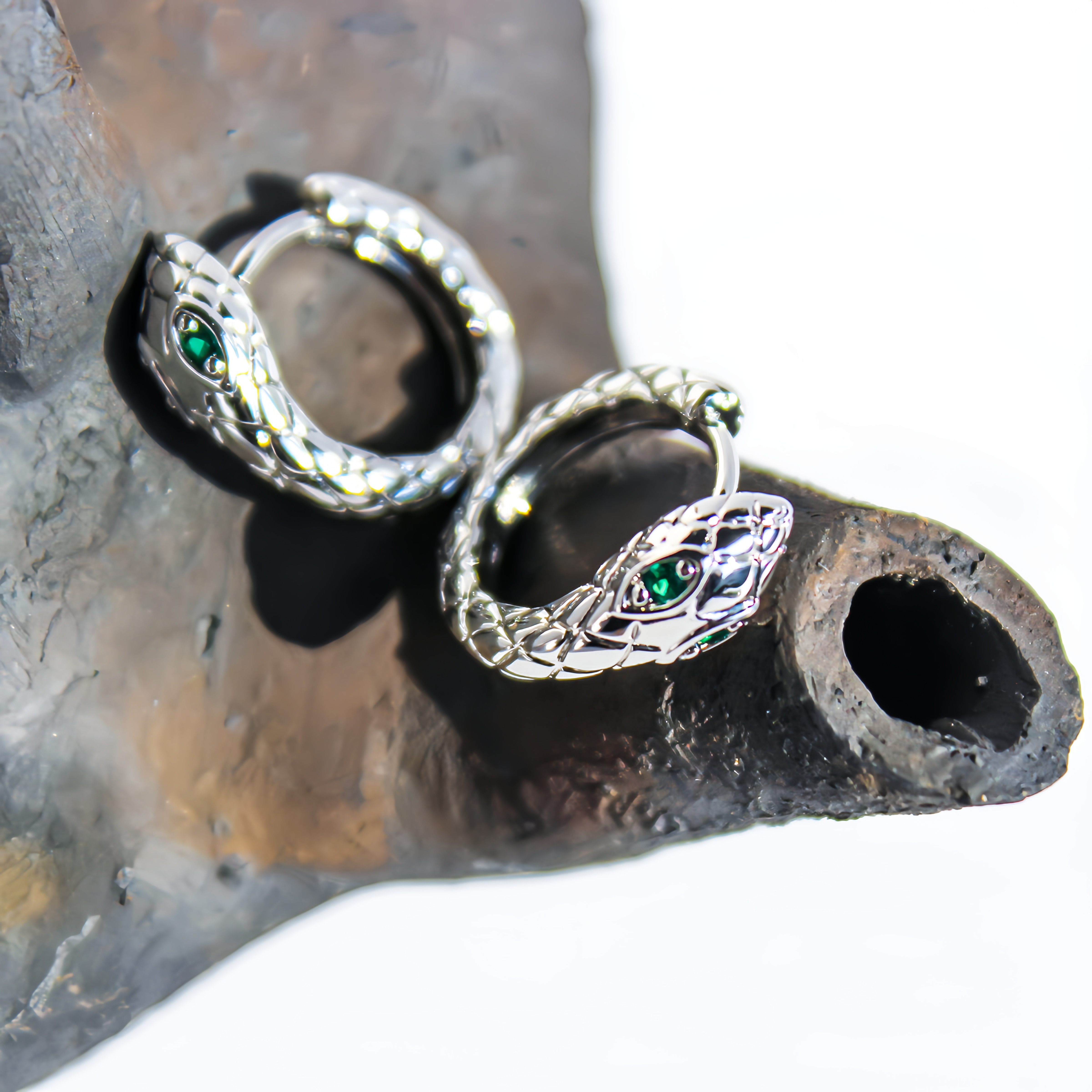 Zodiac Green Zircon Snake Eye Earrings - Adjustable Snake Earrings, Unique Statement Jewelry- EclatDoré