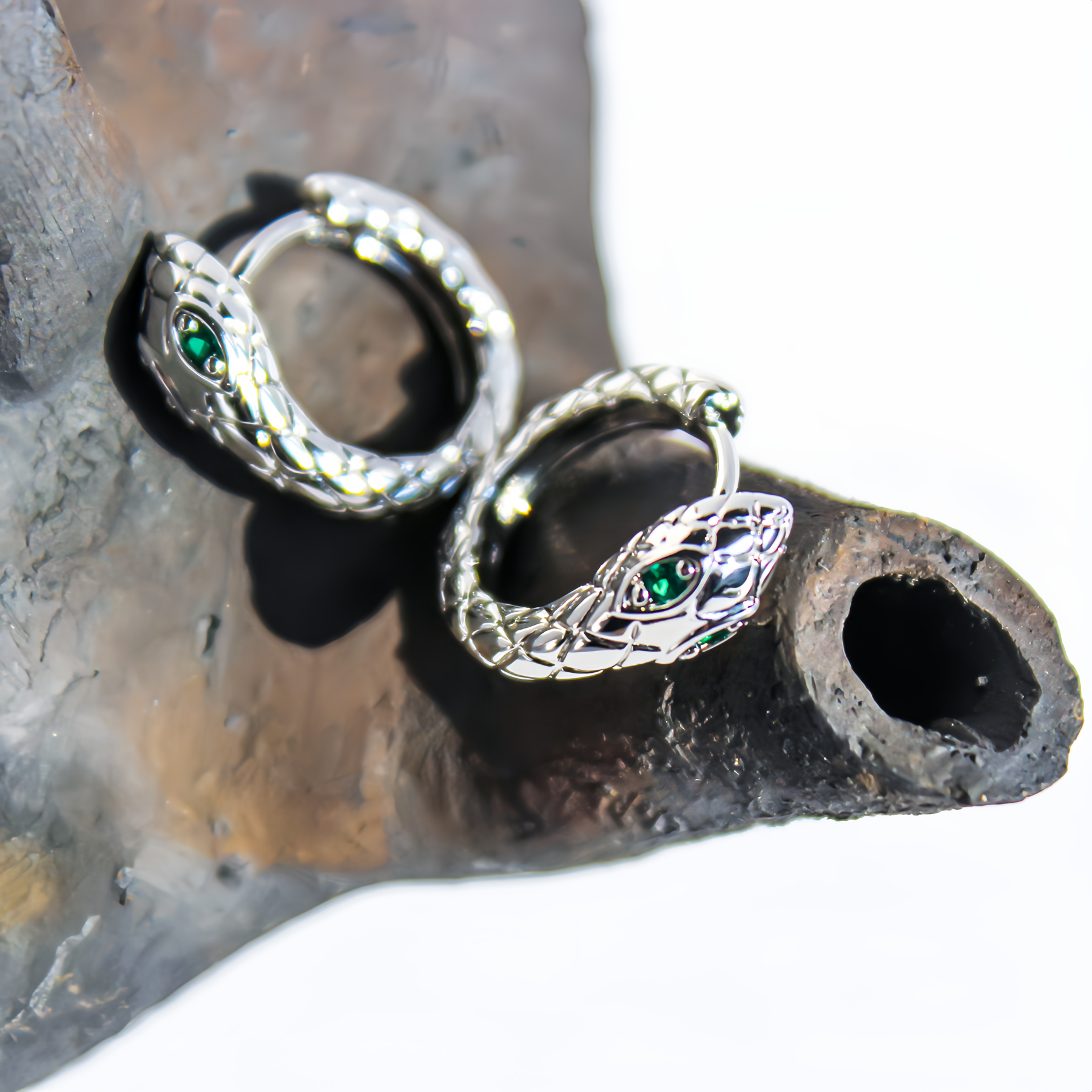 Zodiac Green Zircon Snake Eye Earrings - Adjustable Snake Earrings, Unique Statement Jewelry- EclatDoré
