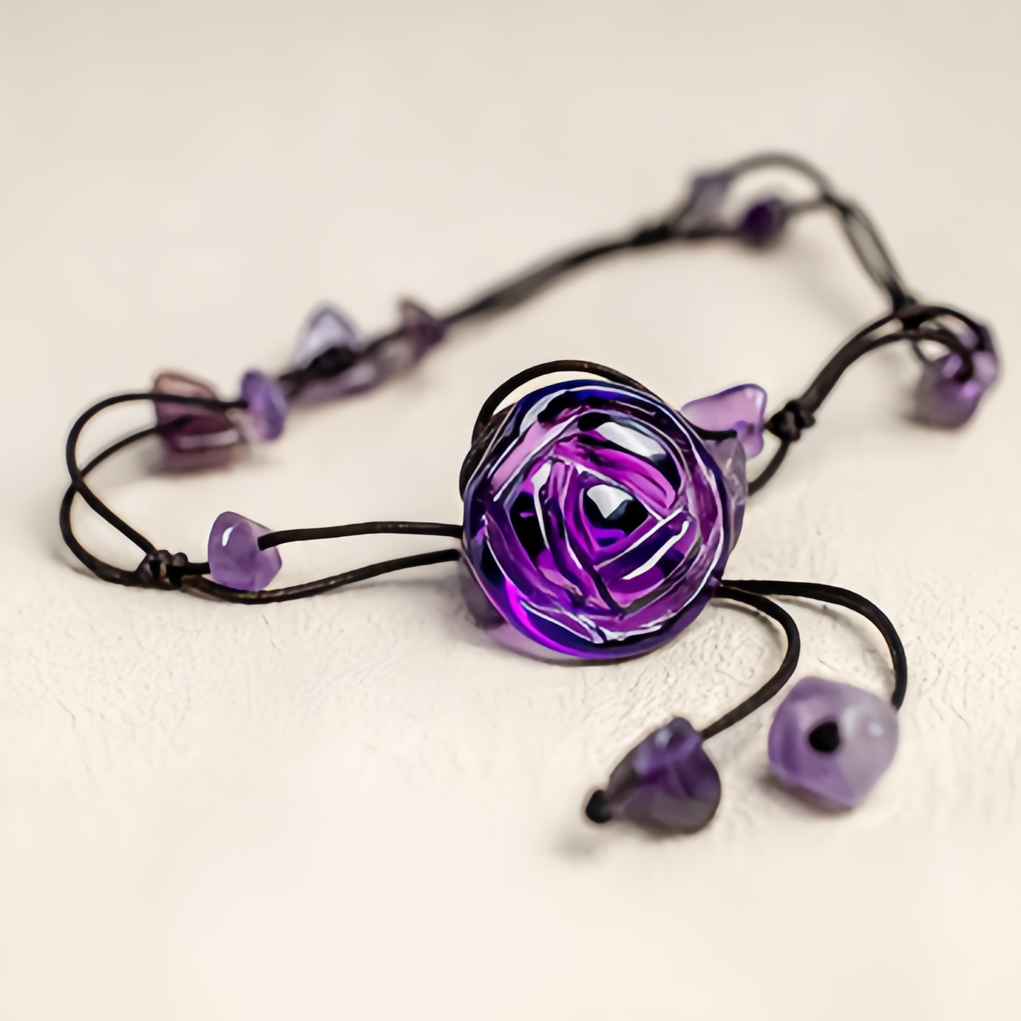 Amethyst Pink Crystal Green Aventurine Rose Inner Peace Healing Anklet- EclatDoré