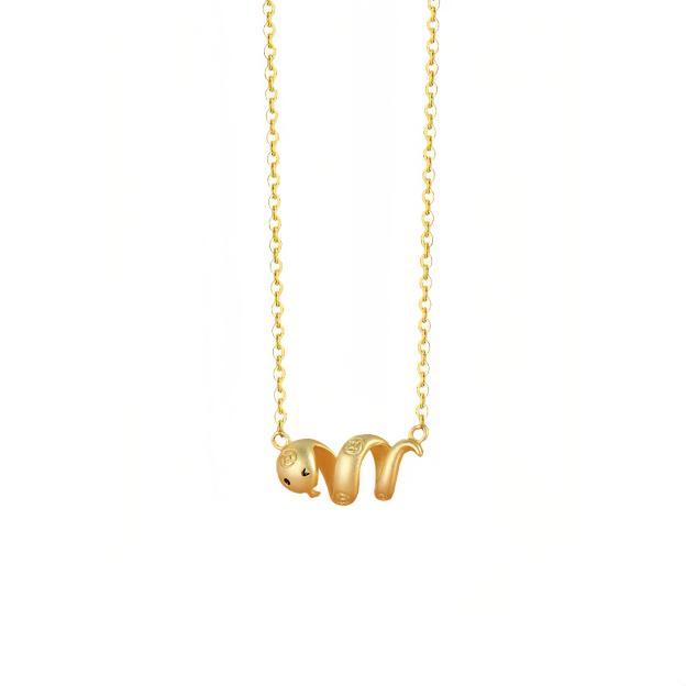 925 Sterling Silver Year Of The Snake Golden Snake Luck  Prosperous Bracelet Necklace Pendant- EclatDoré